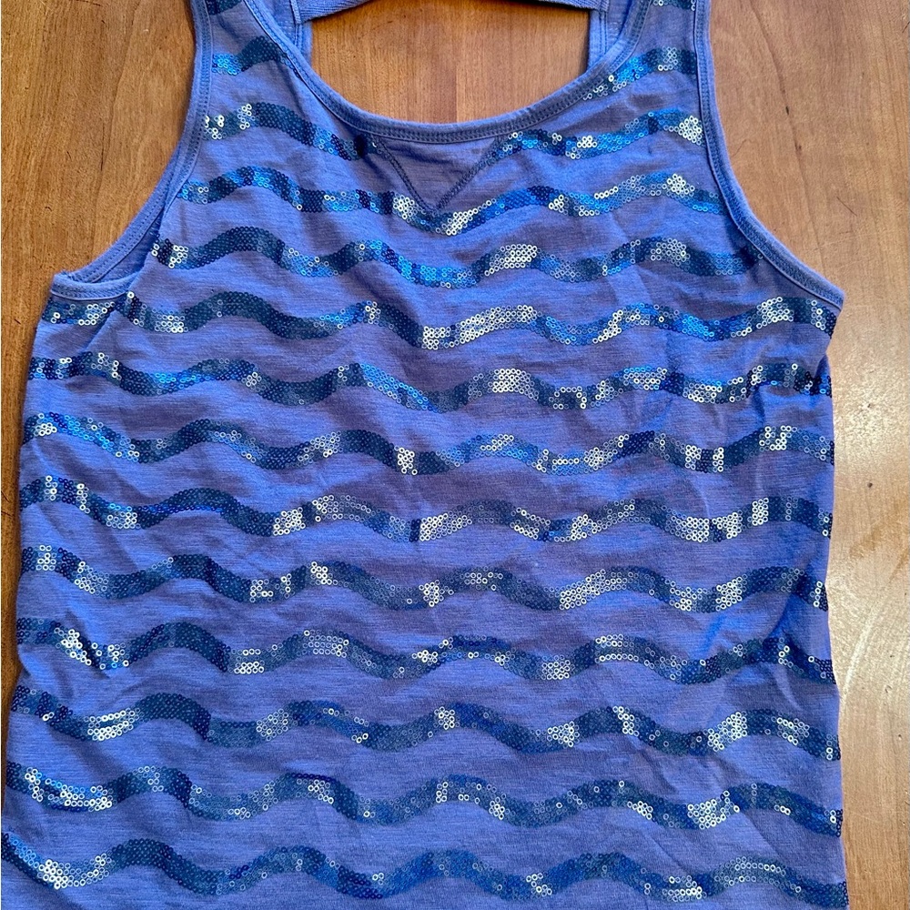 Anthropologie Dusty Purple Sequin Wave Tank Top